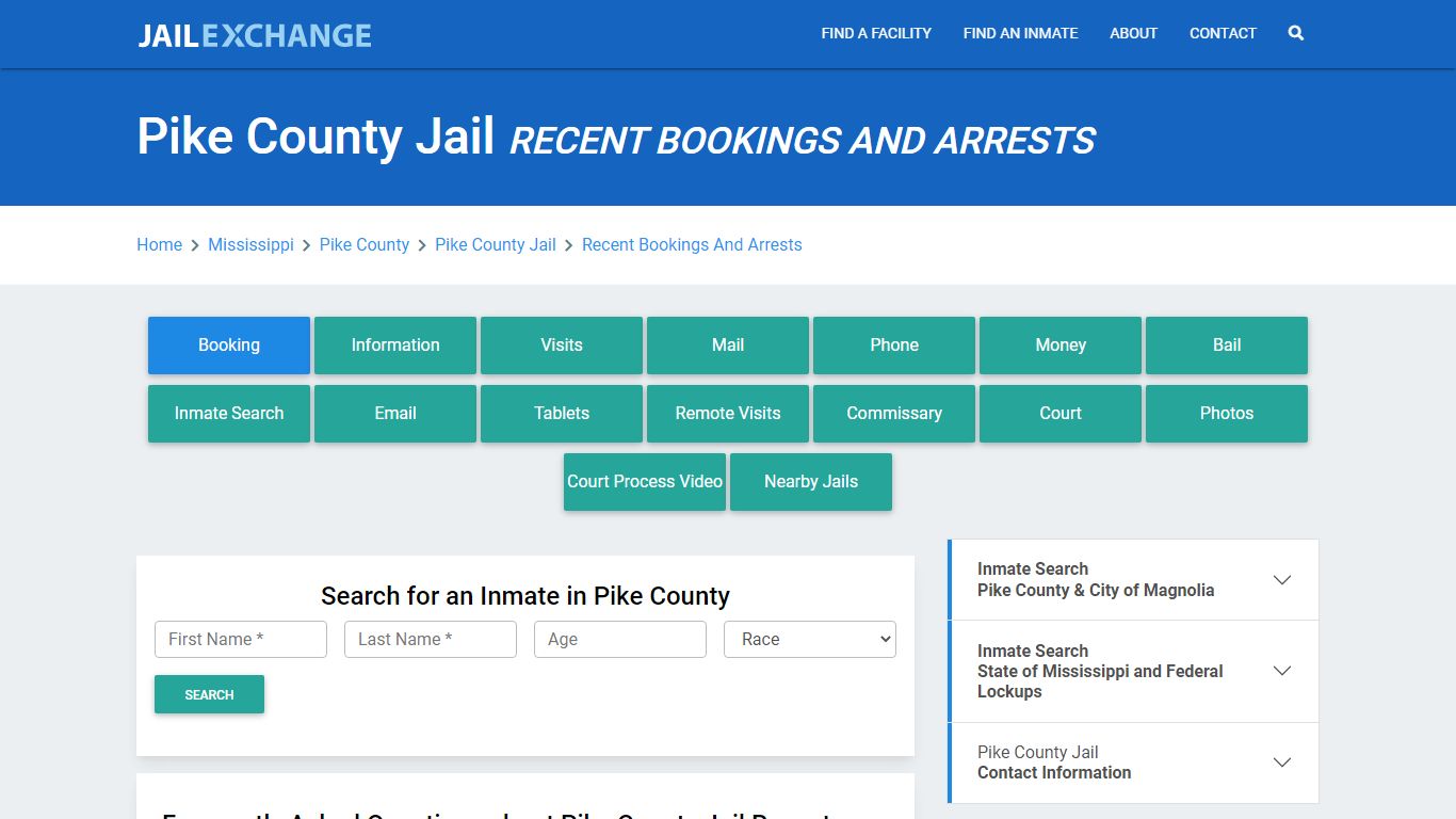 Pike County Jail MS Recent Arrests and Bookings - Jail Exchange