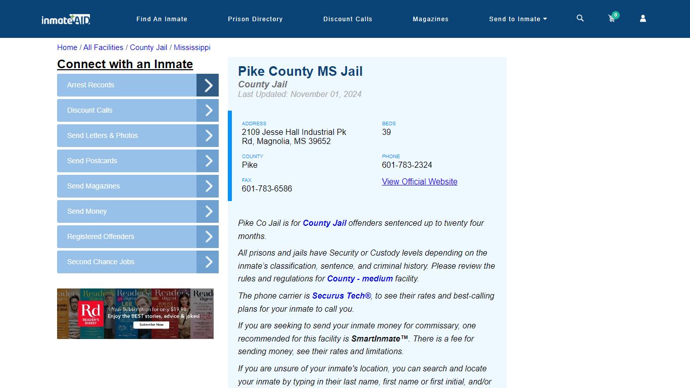 Pike County MS Jail - Inmate Locator